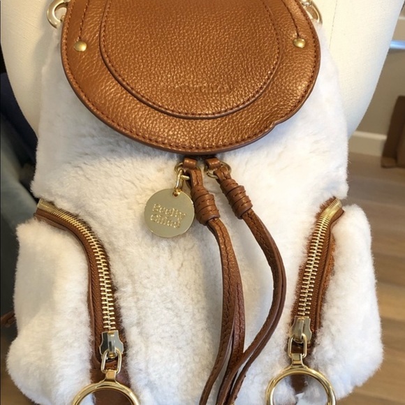 ❌SOLD! ❌Chloe Leather paneled Shearling Backpack - Picture 2 of 6
